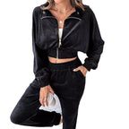 Women's Casual Sport Suit with Elastic Waistband and Pockets