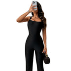 Elegant Wrap Jumpsuit with Deep Neckline and Flared Legs