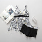 Women's Ruffled Swimsuit with Ribbed Texture