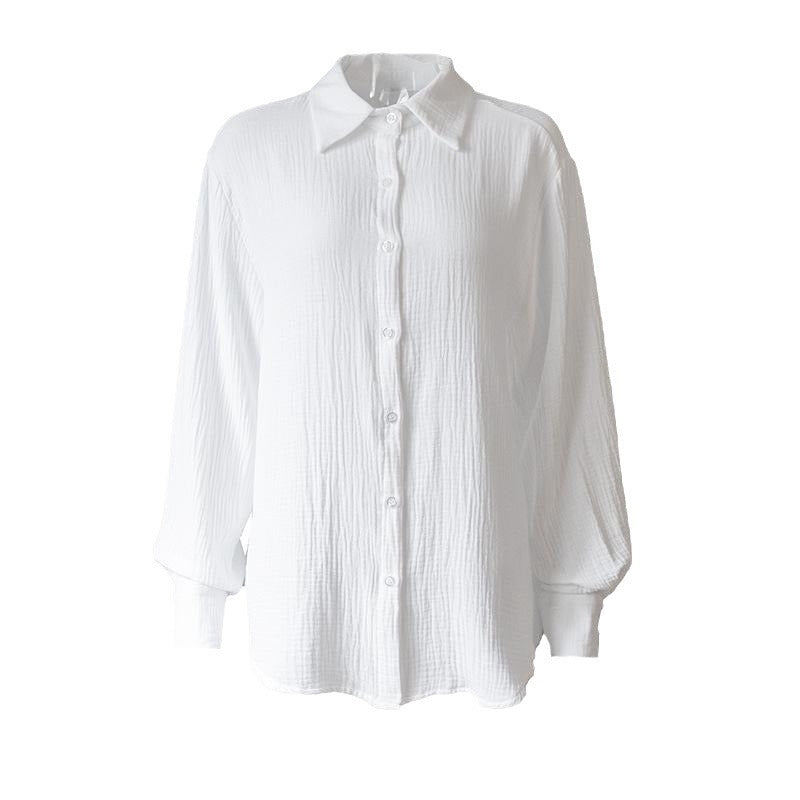Casual Women's Long-Sleeve Blouse in Light Plaid Design