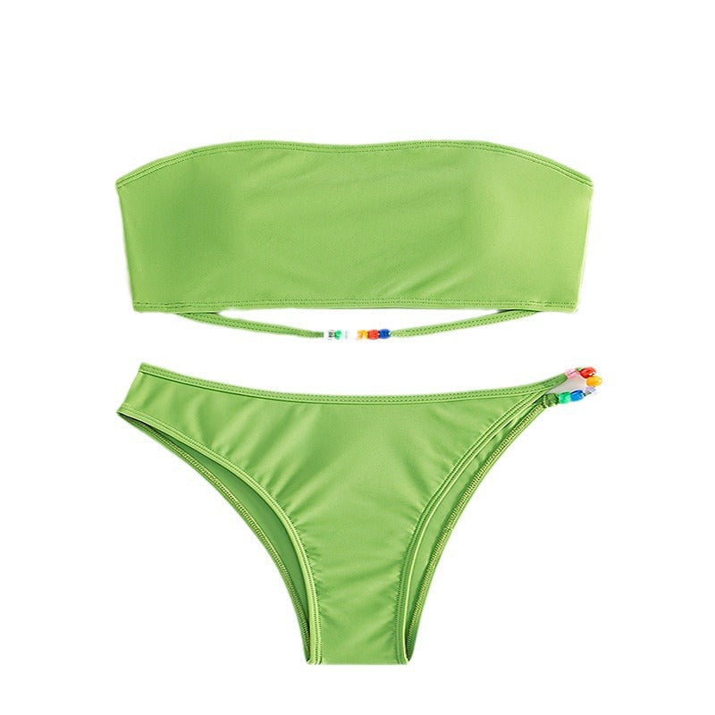 Women's Bandeau Bikini with Bead Details