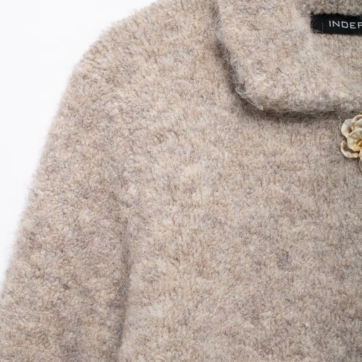 Women's Elegant Wool Jacket with Decorative Flower Buttons