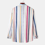 Women's Long-Sleeve Shirt with Striped Design and Button Placket