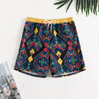 Women's Swim Trunks with Elastic Waist and Geometric Pattern