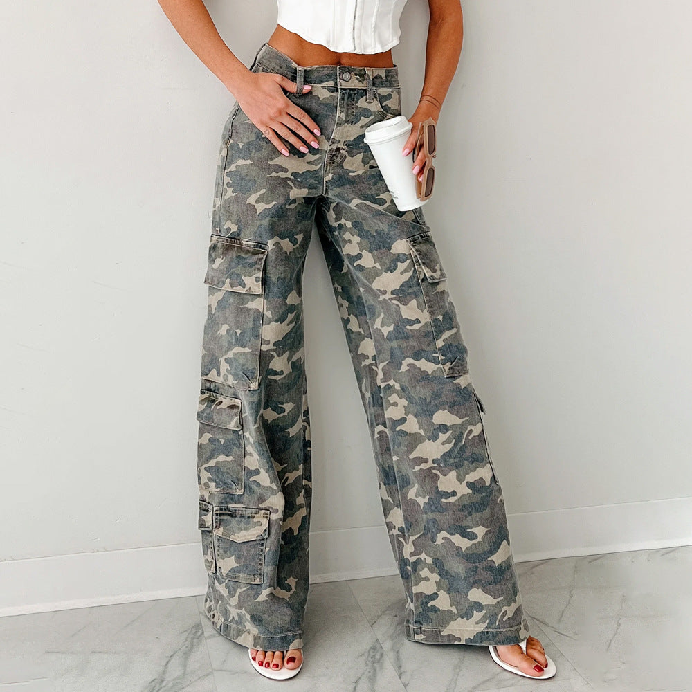 Women's Wide-Leg Cargo Pants with Pockets