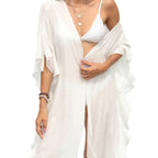 Women's Elegant Beach Cover-Up with Playful Ruffles