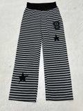 Women's Casual Pants with Striped Pattern and Practical Side Pockets