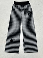 Women's Casual Pants with Striped Pattern and Practical Side Pockets