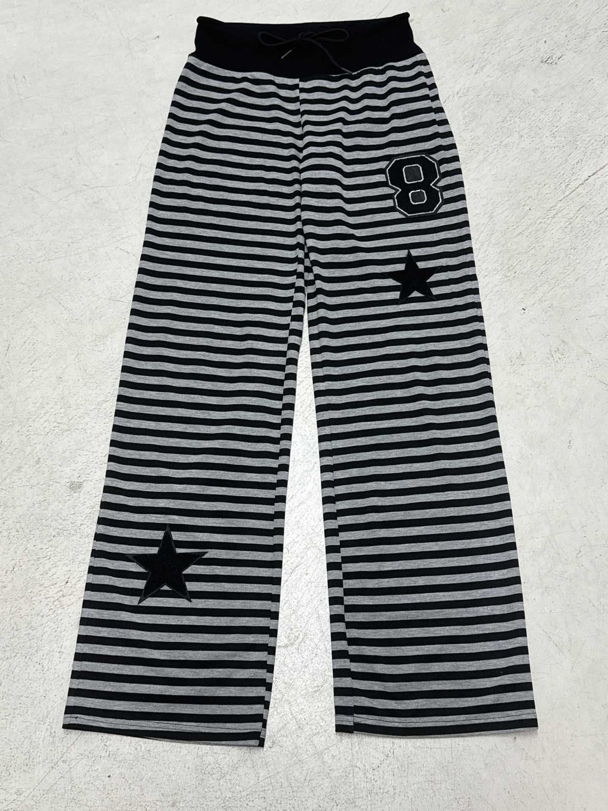 Women's Casual Pants with Striped Pattern and Practical Side Pockets