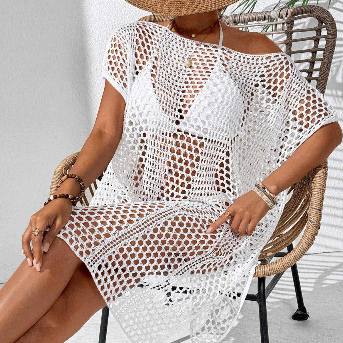 Women's Elegant Crochet Beach Cover-Up