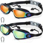 Swim goggles with adjustable head strap and anti-fog technology