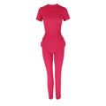Women's Form-Fitting Jumpsuit with High Collar and Side Pockets