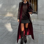 Women's Plaid Coat with Fashionable Lapel and Detachable Collar