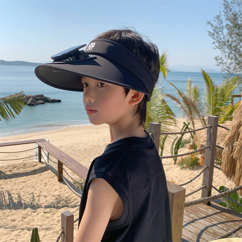 Kids' Sun Hat with Solar Fan and LED Lights