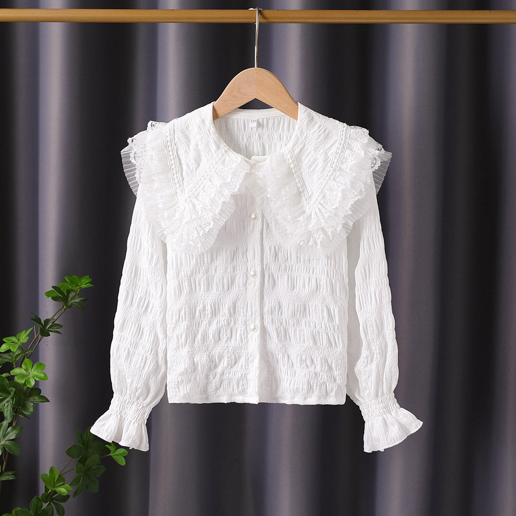 Women's Blouse with Voluminous Ruffle Collar