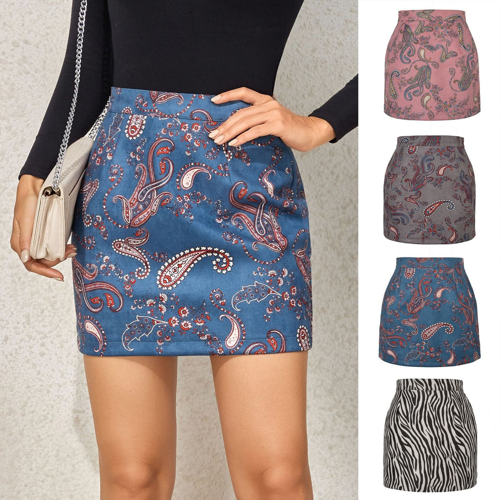 Women's High-Waisted Paisley Mini Skirt