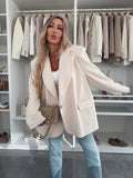 Women's Elegant Oversized Blazer with Deep Lapel and Pockets