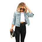 Women's Cropped Denim Jacket with Fringe
