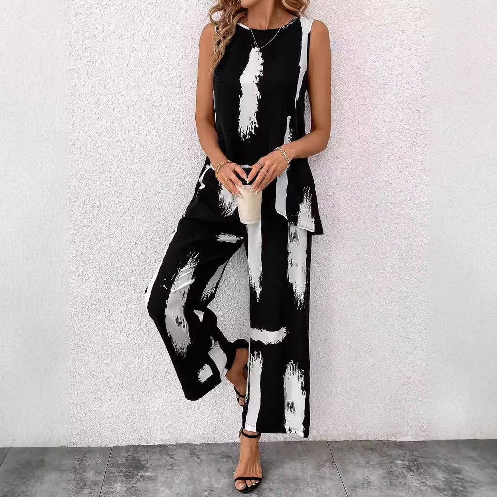Women's Blouse Set with Casual Cut and Trendy Pattern