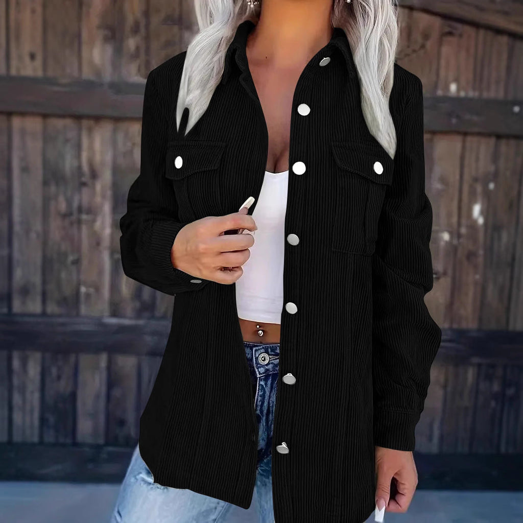 Women's Casual Textured Shirt Jacket with Pockets
