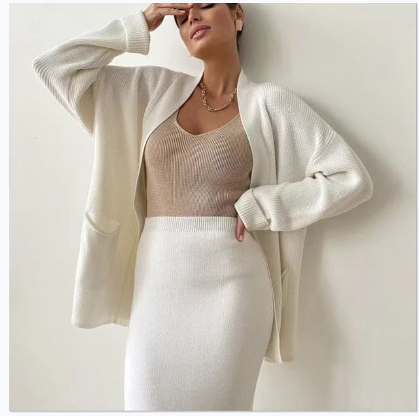 Elegant Knit Set with Back Slits