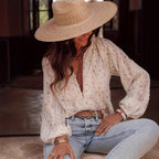 Women's Blouse with Fine Lace Details and Floral Patterns
