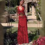 Elegant Two-Piece Maxi Outfit with Sophisticated Wrap Design