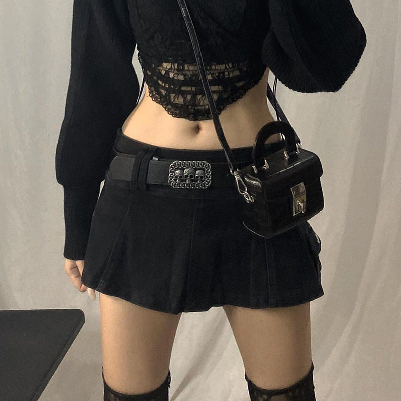 Women's Mini Skirt with Side Pockets and High Waist