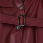 Women's Elegant Faux Leather Trench Coat with Belt