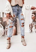 Women's Boyfriend Jeans with Destroyed Details