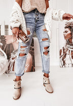 Women's Boyfriend Jeans with Destroyed Details