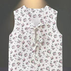 Women's Blouse with Floral Accents and Tie Detail