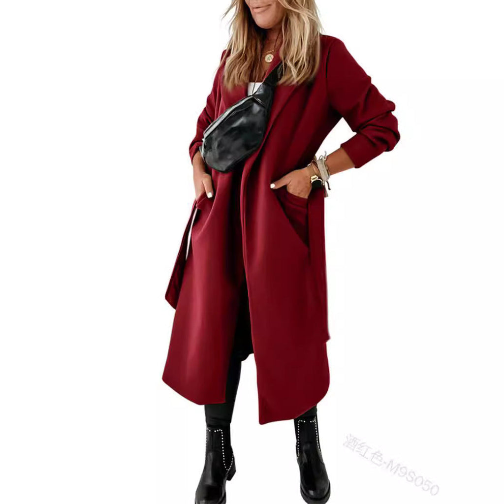 Women's Elegant and Cozy Coat with Belt and Pockets