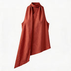 Women's Asymmetrical Wrap Top with Elegant Scarf