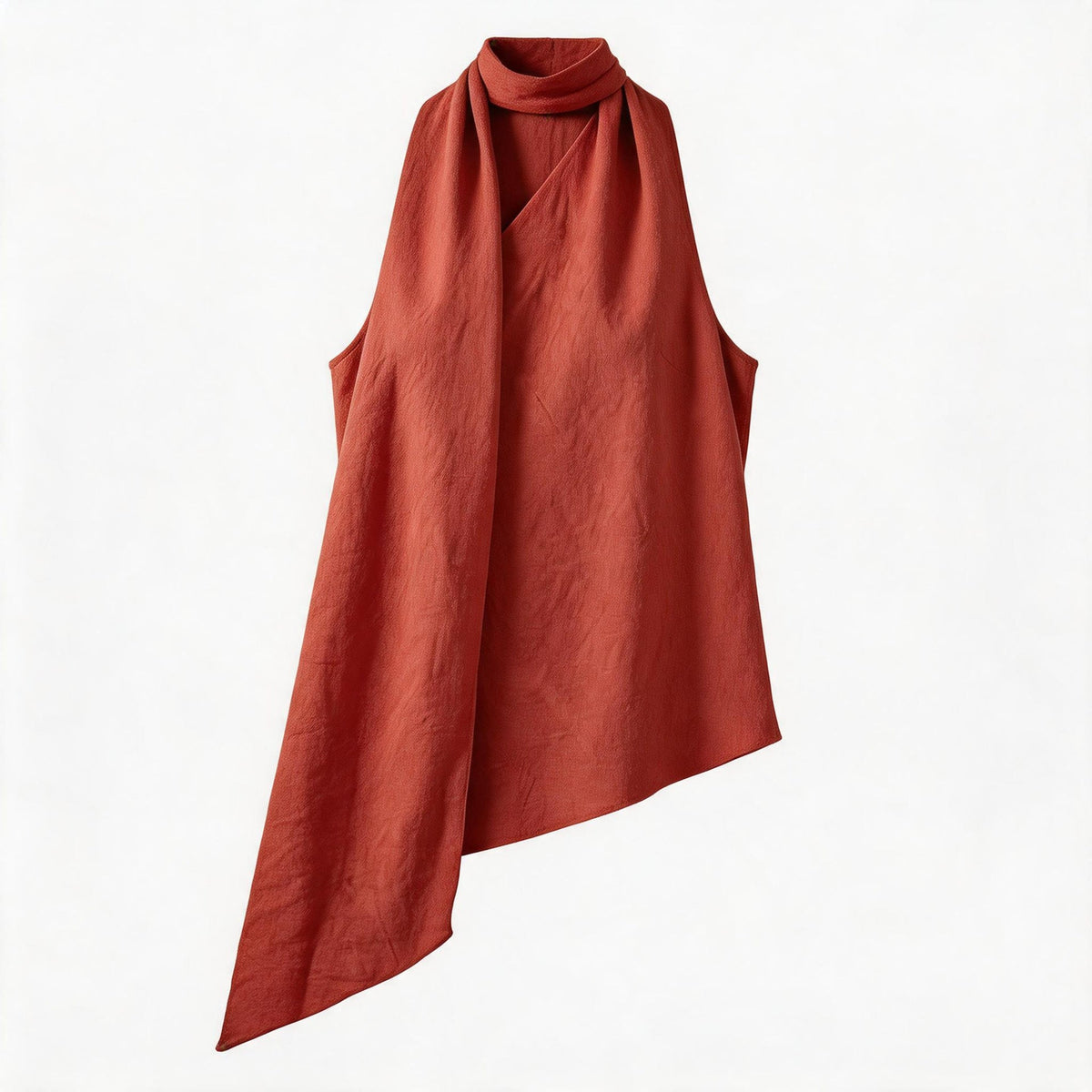Women's Asymmetrical Wrap Top with Elegant Scarf