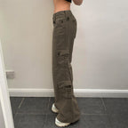 Women's Cargo Pants with Side Pockets and Casual Fit