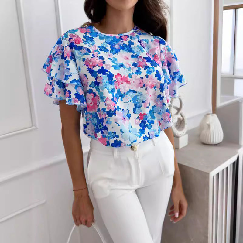 Women's Blouse with Voluminous Ruffle Sleeves