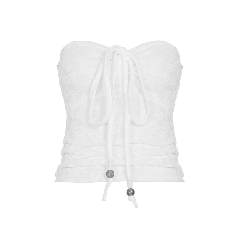 Women's Bandeau Top with Floral Pattern and Braided Detail