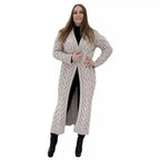 Women's Chunky Knit Coat with Distinctive Cable Knit Design and Open Front