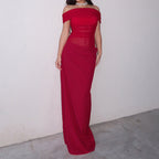 Elegant Slim-Fit Evening Dress with Sheer Inserts