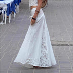 Women's Maxi Skirt with Lace Design and Side Ties