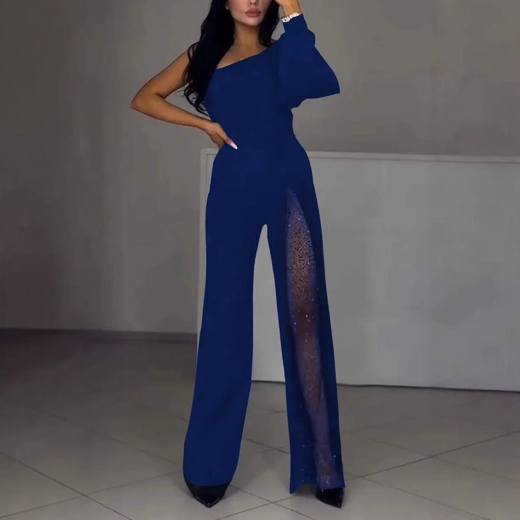 Elegant Jumpsuit with Sheer Inserts and Sequins