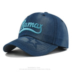 Men's Distressed Denim Embroidered Baseball Cap