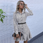 Women's Shirt Dress with Polka Dot Design and Button Details