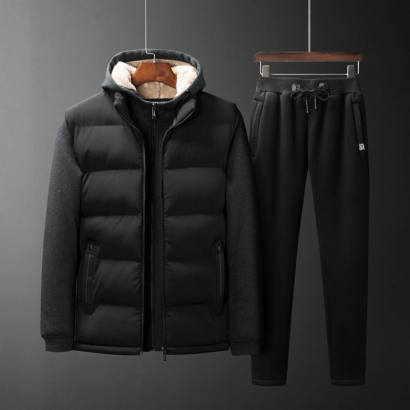 Men's Padded Hooded Vest and Jogging Pants Set