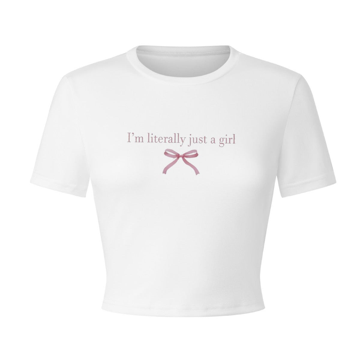 Women's Crop T-Shirt with Lettering and Bow Detail