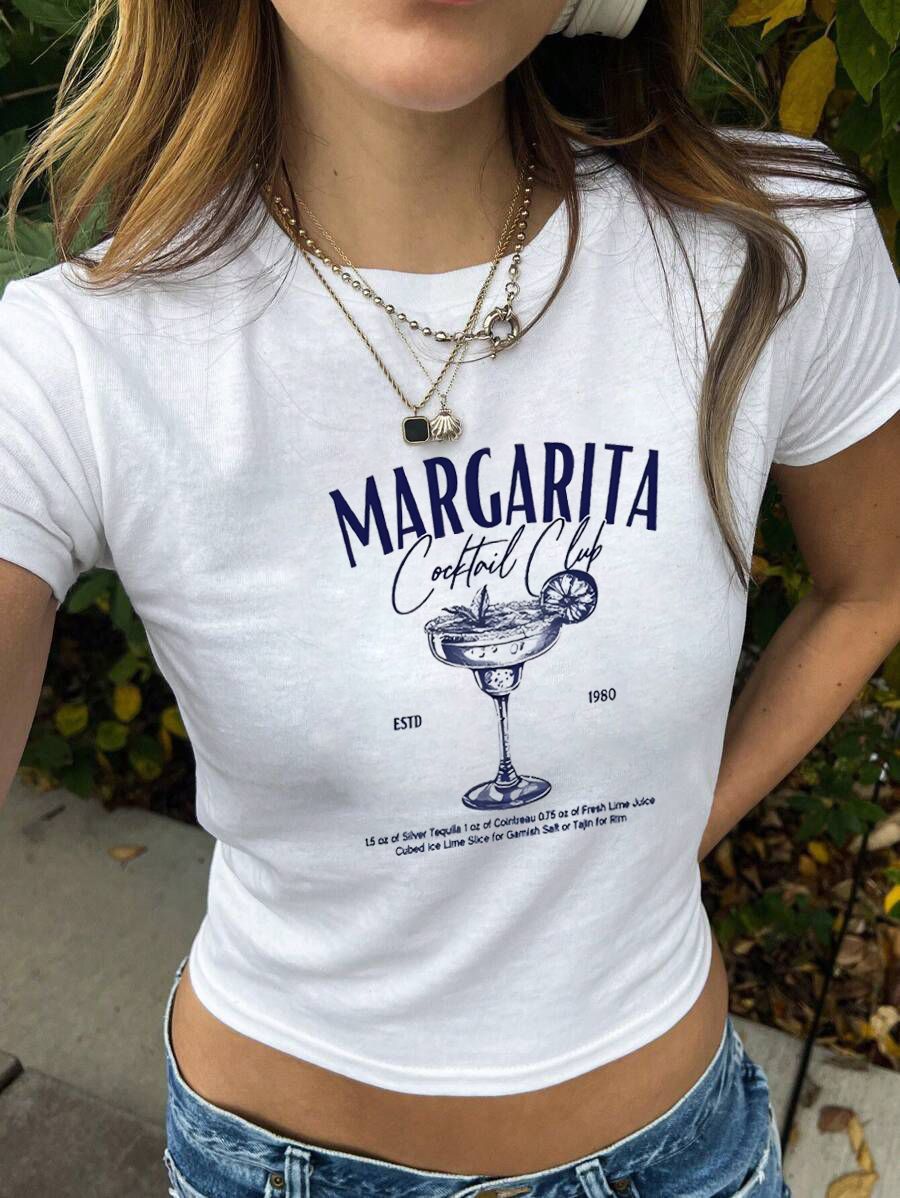 Women's Crop T-Shirt with Nostalgic Print