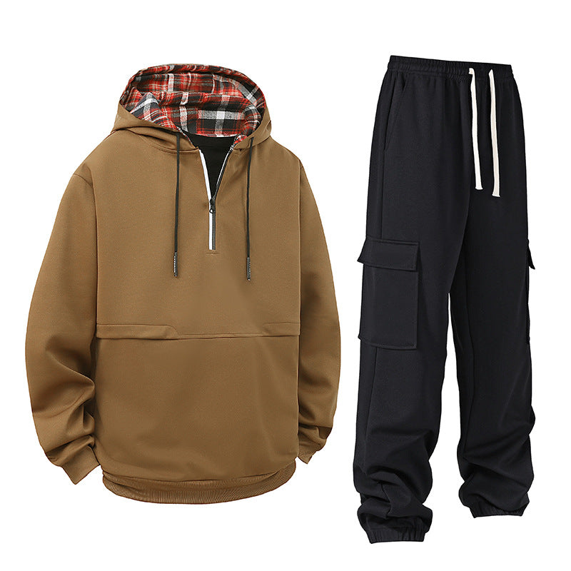 Women's Casual Hoodie with Snap Button and Cargo Pants