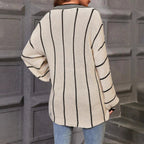 Women's Chunky Knit V-Neck Sweater with Casual Fit