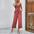 Women's Jumpsuit with Chic Ruffle Details and Adjustable Belt